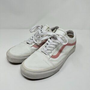 Vans Old Skool Velvet Stripe Powder Pink True White Sneakers Women's Size 9.5